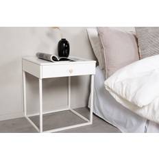 Venture Home - Bakal – sengebord, hvidt stål med skuffe – 43×43×50 cm