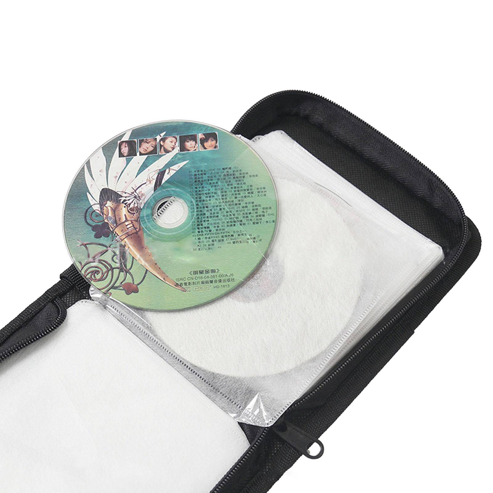 Bärbart CD DVD-fodral - 40 Fack Merceriserat Tyg CD-förvaringsväska Hållare med Blixtlås för Hem Bil CD DVD-boxväskor svart