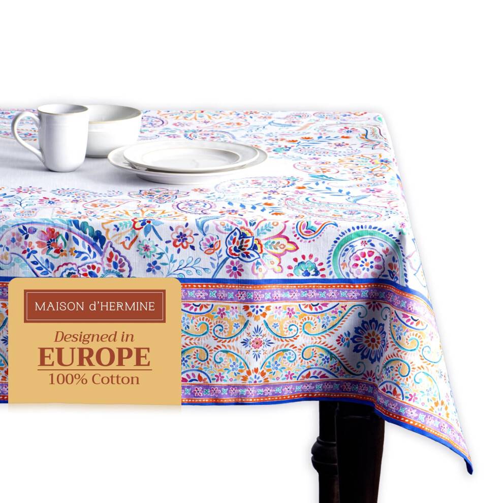 Maison d'Hermine dug rektangel bord 100 % bomuld 70 x 120 tommer dug Genanvendelig dekorativ til spisestue Bondegrd Hjem Fest Fest og bryllup Fo