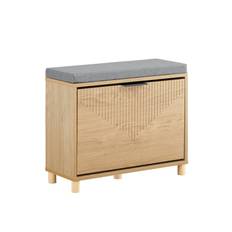 SoBuy FSR199-N Skobänk med sits, skohylla smal med lagringsutrymme – fällbart fack skoskåp – sittbänk med stoppning för hall, sovrum – 60 x 24 x 50 cm, upp till 118 kg, Sonoma-ek + grå