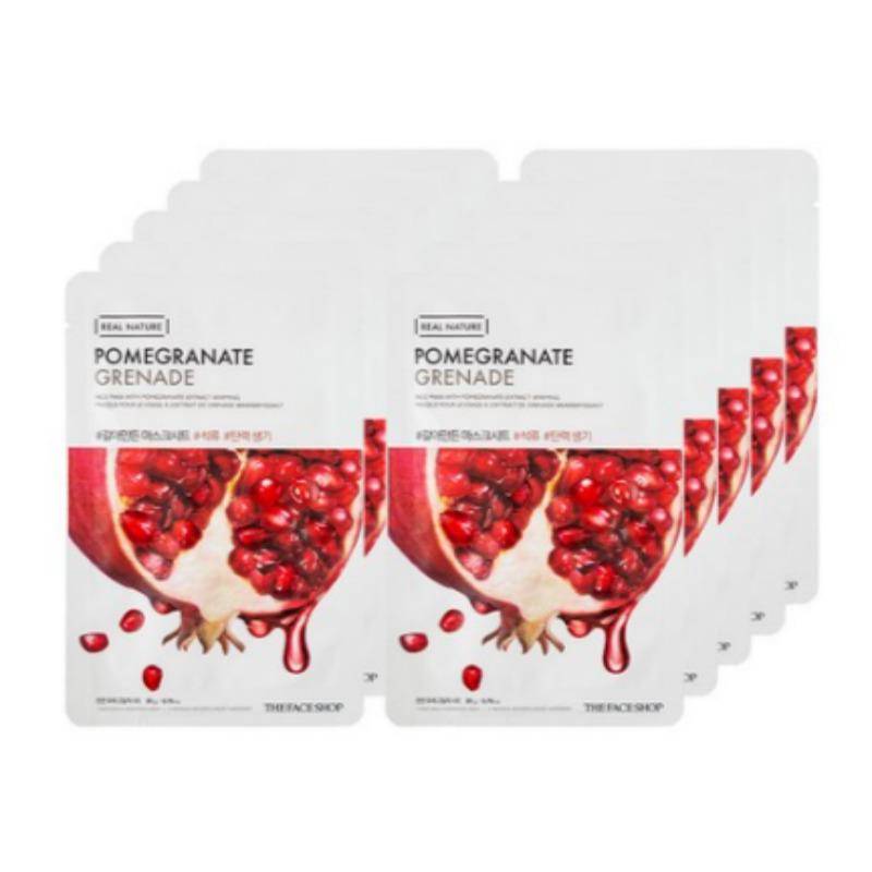 THE FACE SHOP Real Nature Pomegranate Face Mask Sheet 1pc x 10 Sheets Set