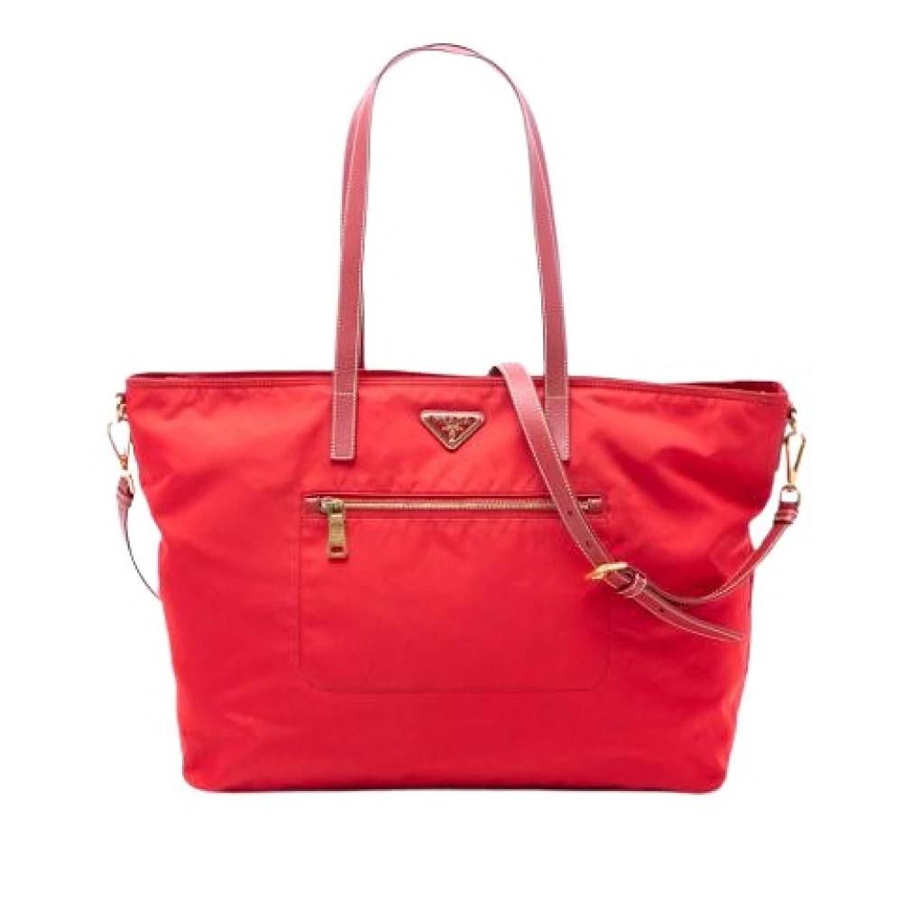 Prada Vintage Pre-owned Nylon Tote Bag - Vintage - Dame - Rød - ONE SIZE - Nylon