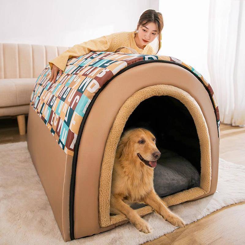 Hundkoja för att hålla stora hundar varma på vintern. Hundkoja Hus På Vintern. Avtagbar och tvättbar för Golden Retriever-husdjur. Lämplig för alla år