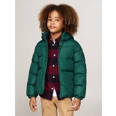 Down-Filled Hooded Relaxed Puffer Jacket - ORNAMENTAL GREEN - 128 cm