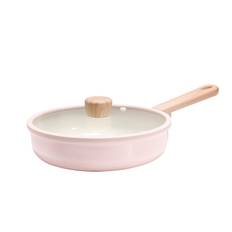 CAROTE Frying Pan with and Ceramic Induction Gas Easy to Perfect for Fried and All Heat Cherry Blossom Pink Lid, 24cm, PFAS, Lead, Cadmium, rosa