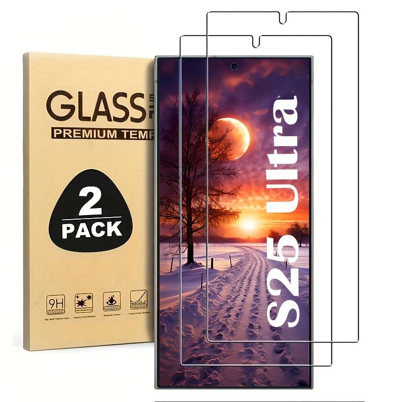 TEMU () [2-pack] Tempered Glass Screen Protector For For Galaxy S25 Ultra. Supports Ultrasonic Fingerprint Unlock, 9h Hd Anti-scratch, Anti-collision, Anti-fingerprint Tempered Glass Screen Protector