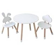 KYWAI® Kids table and chair Set. Quality Wood Furniture. Desk for Children's Room, Small Round Table Stimulating Creativity and Learning. (White)