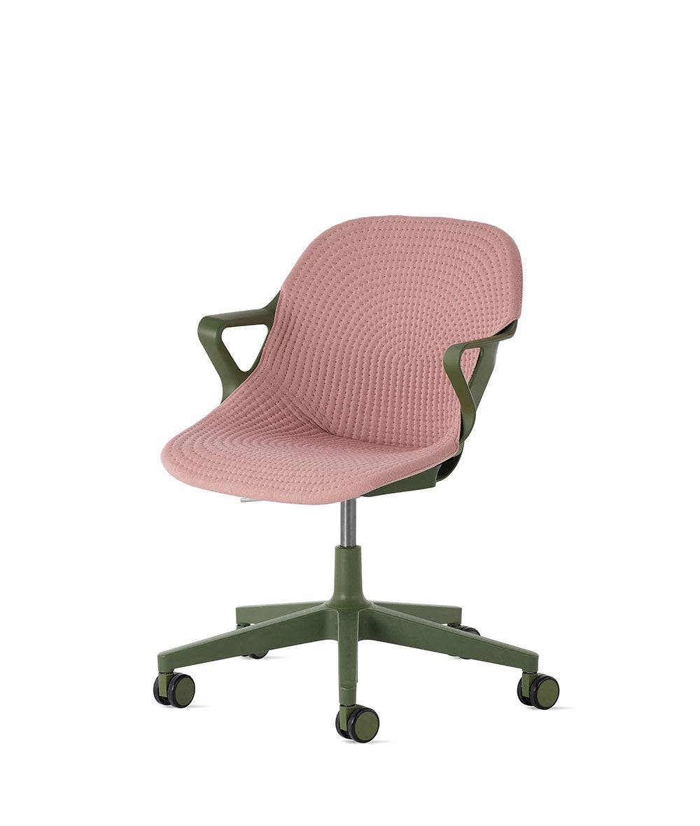 Zeph-stoel vaste armleuningenOlive in Unibody/Tea Rose by Herman Miller