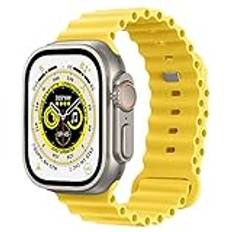 Astorgos Ocean Band Compatible with Apple Watch Ultra 49mm 45mm 44mm 42mm iWatch Series SE2 SE 8 7 6 5 4 3 2 1, Silicone iWatch Band Replacement Sport Strap for Women Men, Yellow