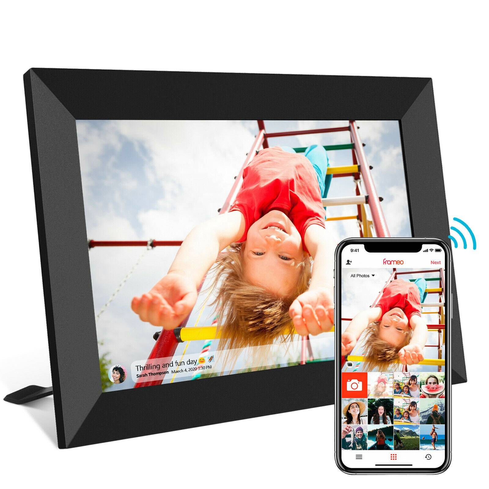 FRAMEO Digital Picture Frame WiFi Digital Photo Frame 10.1 Inch with IPS Touch Screen Free Share Photos/Videos via APP