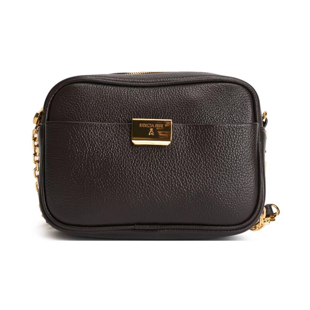 Patrizia Pepe All Day læder-crossbody-taske med kæde - Tasker - Dame - Brun - ONE SIZE - Læder