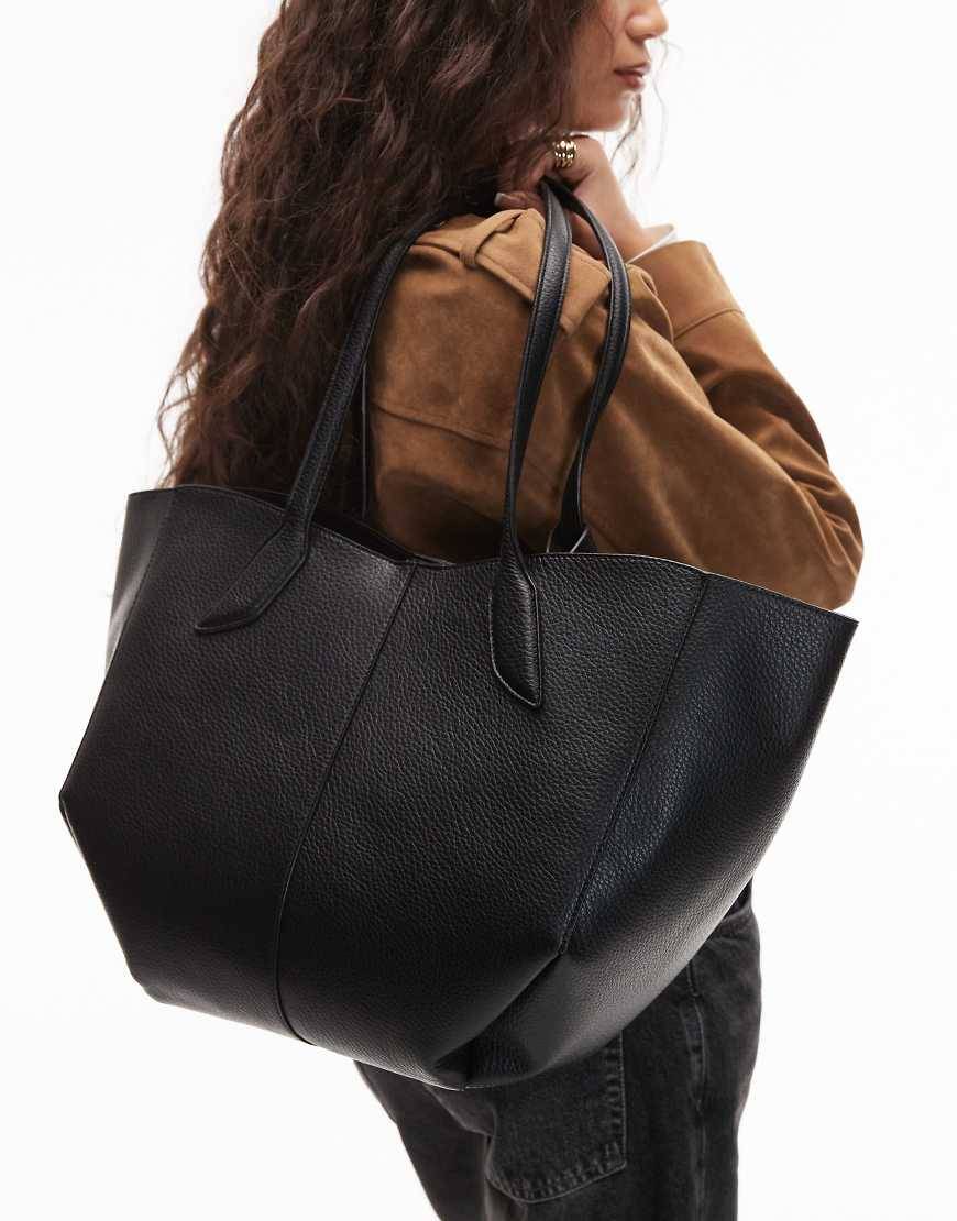 ASOS DESIGN - Sort tote med tekstur og indsyede hjørner - No Size