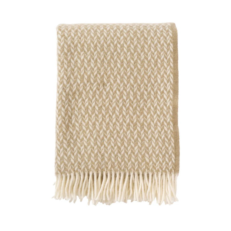 Klippan Uldplaid - 100% Økologisk Lammeuld - Beige