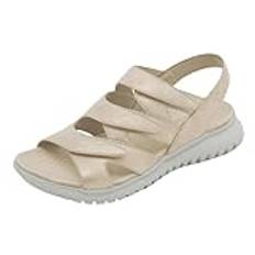 Fritidsspänne för kvinnor platta romerska skor sommarmode damsandaler plattform kil sandaler för kvinnor strass, Khaki, 7 UK 3X-Narrow