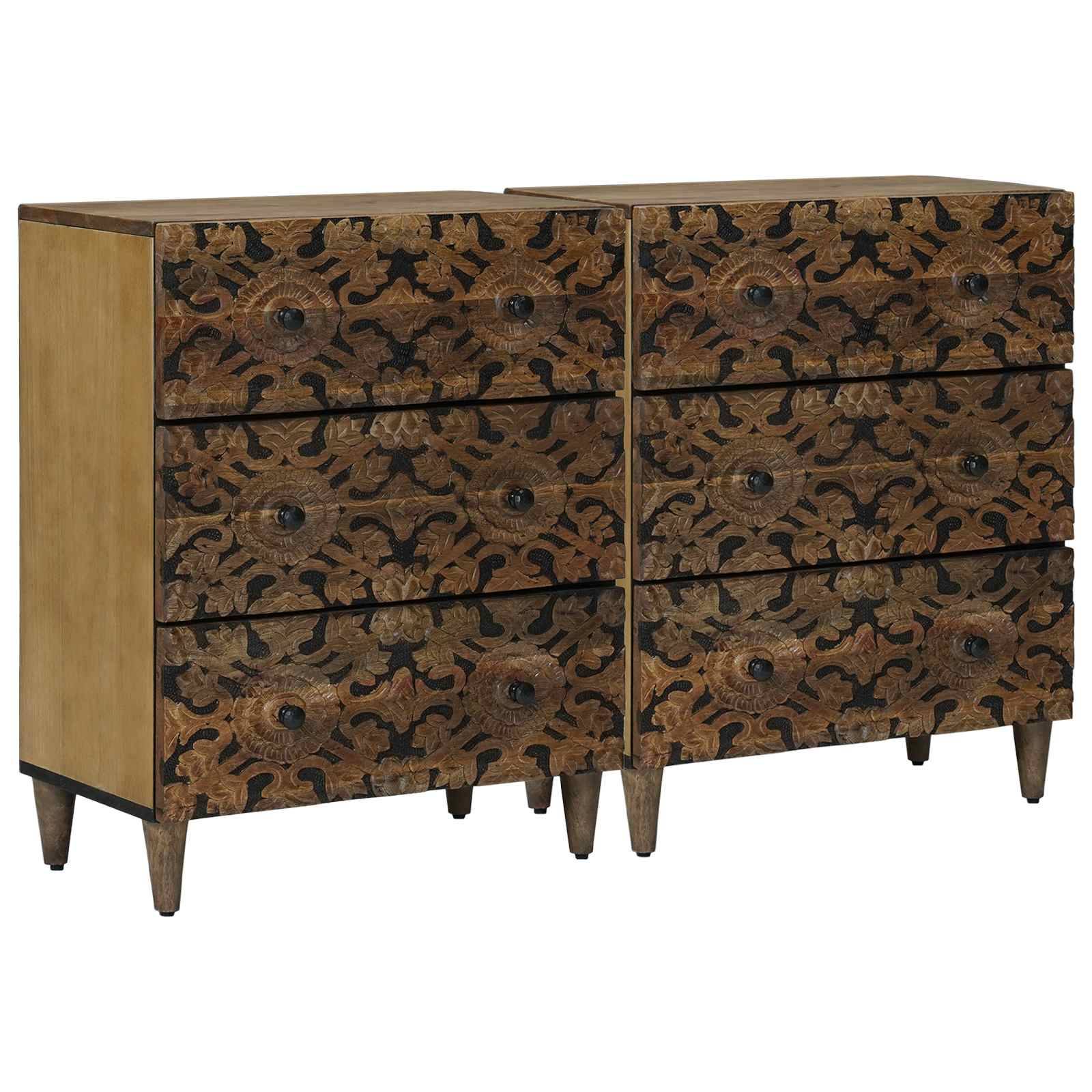 Sideboard 2 stk. 60 x 33,5 x 75 cm Massivt mangotræ Brun