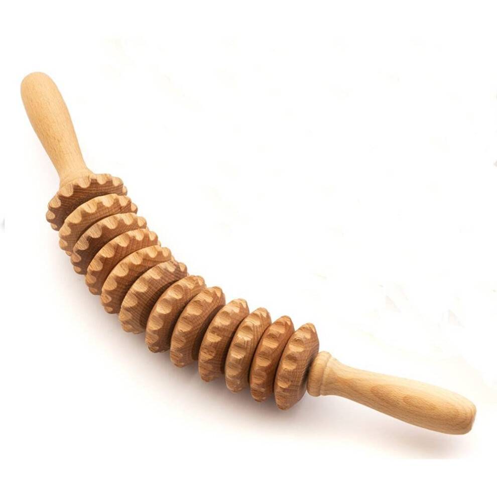 Professionel anti-cellulite massager, træterapirulle til manuel muskelaflastning og triggerpunktmassager, naturligt bøgetræ lymfatisk