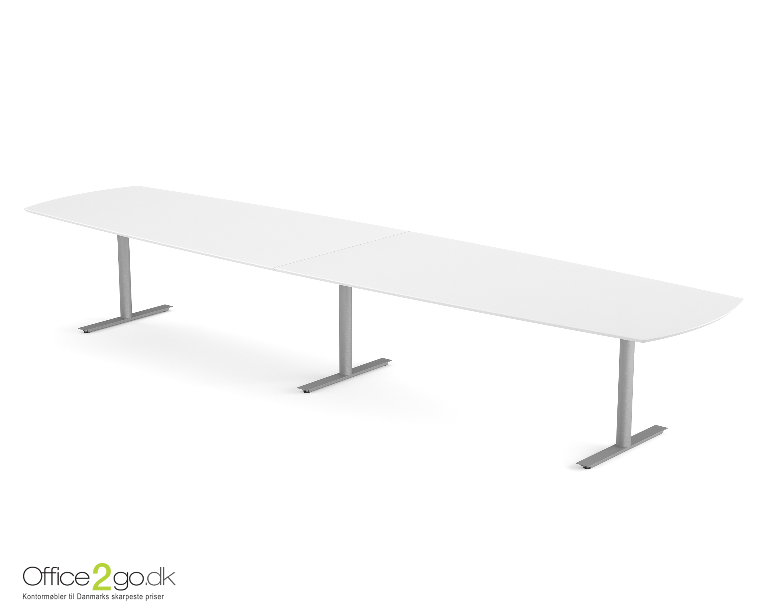 Inline mødebord (tøndeformet bordplade) - 440 cm - Gråt