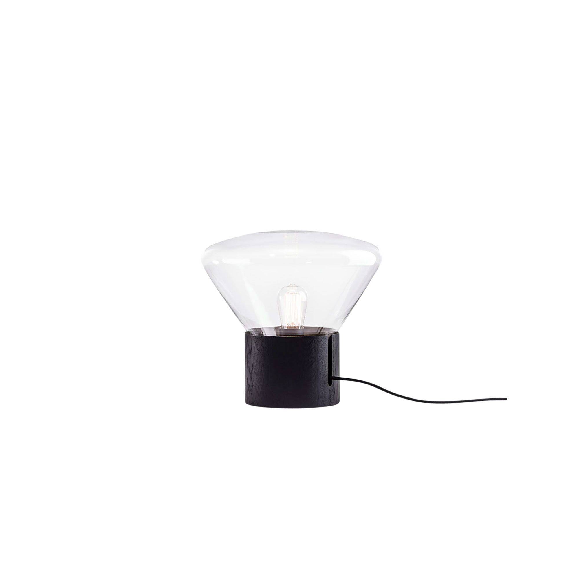 Muffins Wood 01 Bords-/ Golvlampa Transparent Glas/ Svart Ek med Svart Sladd - Klart / Mörk ek
