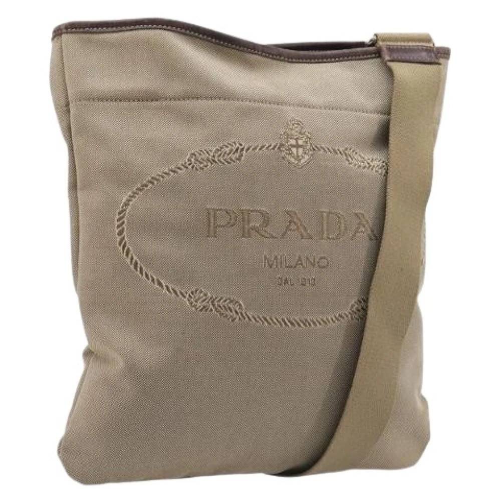 Prada Vintage Pre-owned Vintage Skuldertaske - Vintage - Dame - Beige - ONE SIZE - Uld