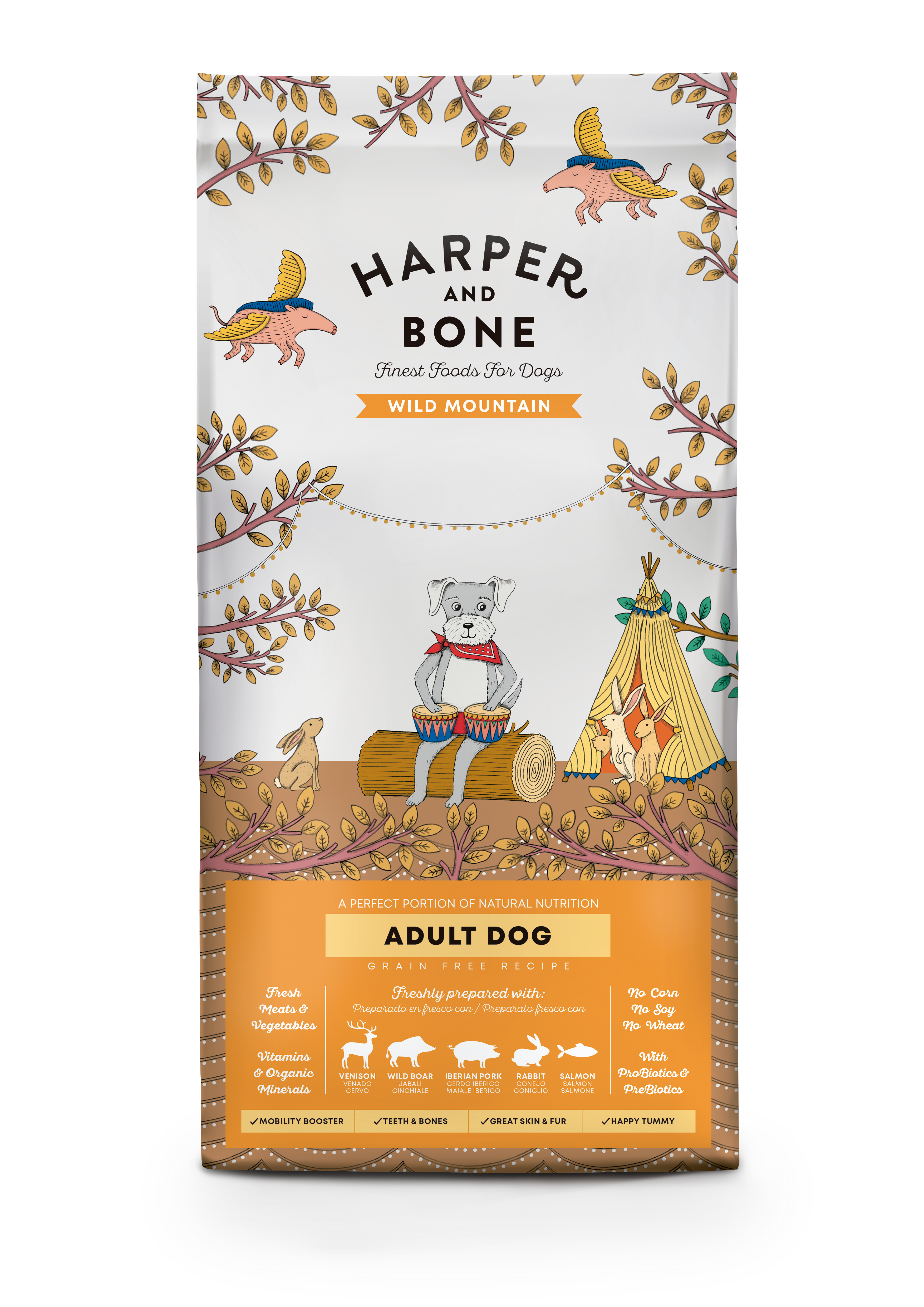 Harper & Bone Wild Mountain - Kornfrit voksen hundefoder - 2 kg