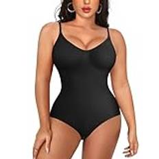 Irisnaya kvinnor bantande kroppsdräkter formkläder toppar magkontroll kroppsformare spagettirem linne trikåer bodycon jumpsuit, Svart, Medium-Large