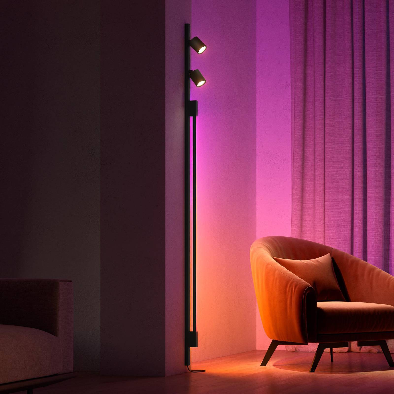 Philips Hue Perifo 2x Spots, gradient rör svart Perifo, dimbar, Svart, Arbetsrum / kontor, Metall, Modern