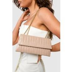 Axelremsväska Med Krokodilskinnseffekt, Beige - ONE SIZE