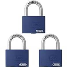 ABUS Vorhängeschloss T65AL/40 myLOCK - individuell beschreibbar - Spindschloss - massiver Aluminium-Schlosskörper - ABUS-Sicherheitslevel 5 - Blau (Packung mit 3)