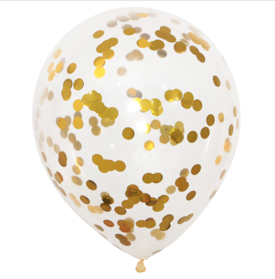 Ballon med guld konfetti - 30 cm.