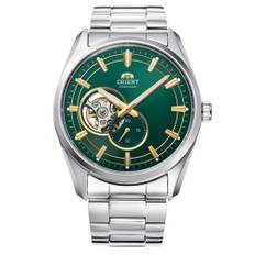 Orient Semi Skeleton Contemporary Green Dial Stainless Steel Bracelet Men’s Watch RA-AR0008E10B