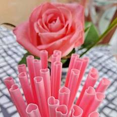 10 st återanvändbara hjärtformade sugrör för att dricka, individuellt förpackade plastsugrör med söt hjärtform, för alla hjärtans dag, cocktail, födel - Multifärgad (rosa,röd)
