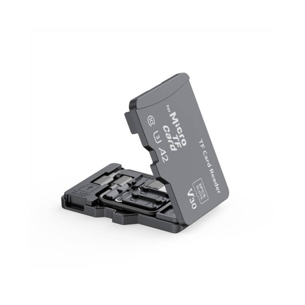 TF Memory Card Reader with 8 Slots TF-Styled Memory Card Storage Case Supports USB Type-C and USB Compatible