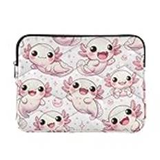 Söt Axolotl rosa laptop fodral vattentät laptop fodral 14 tum bärbar elektronisk enhet fodral