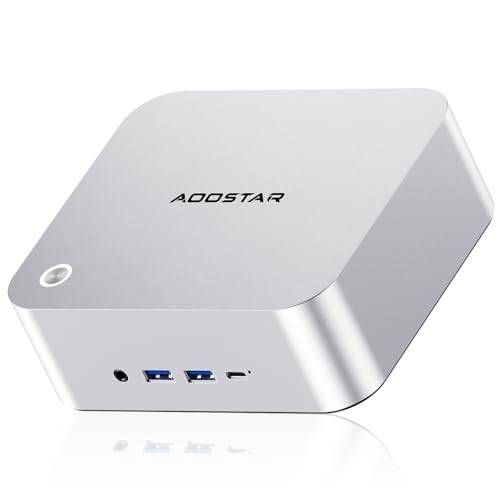 AOOSTAR MACO Mini PC Ryzen 7 PRO 8845HS(upp till 5,1 GHz), Stationär Minidator 24 GB DDR5 RAM 1 TB M.2 SSD, Micro PC W11 Pro Radeon 780M/OCuLink/2xUSB4/2x2,5G LAN/4K fyrskärm/Fingeravtrycksupplåsning