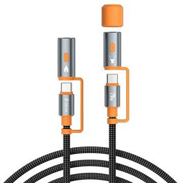 Devia EC660 Ultra2 multifunktionell USB-C-kabel med LED-lampa och tändare - 1.5m - svart