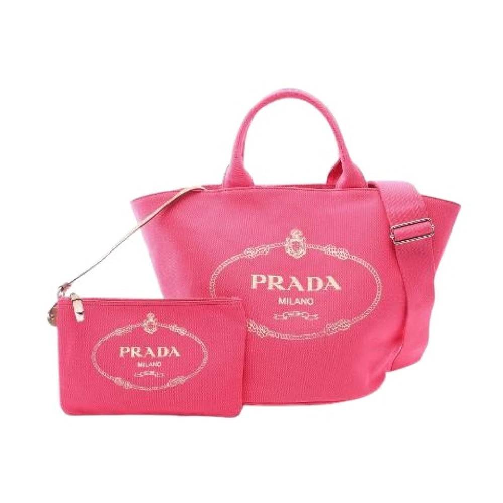 Prada Vintage Pre-owned Canapa Canvas 2way Tote Bag - Vintage - Dame - Lyserød - ONE SIZE - Uld