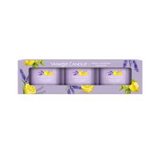Confezione 3 Candele Votive in Vetro Lemon Lavender Set 3X37gr