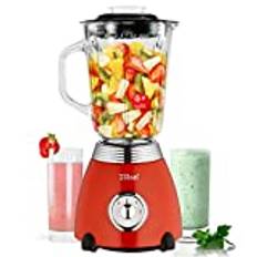 60-tals retro mixer | 6-vägs metallkniv | 1,5 liter ml | 500 watt | glas rostfritt stål | pulsfunktion | Universal Power Mixer | Smoothie Maker | Ice Crusher | Proteinskakare | Vintage retro stil