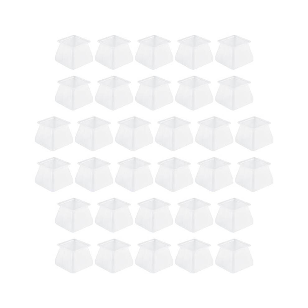 32Pcs Furniture Silicon Protection Cover - Square Silicone Chair Leg Floor Protectors - Chair Leg Caps Furniture Table Feet Cover - Prevents Scratches