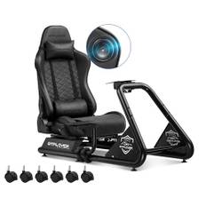 GTPLAYER Simulator-cockpit, Sim Racing-cockpit, racingsimulator med rattstativ, högtalare och pedalhylla