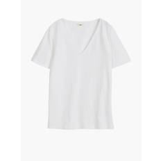 Hush Hush White Kali 100% Cotton Slub V-Neck T-Shirt