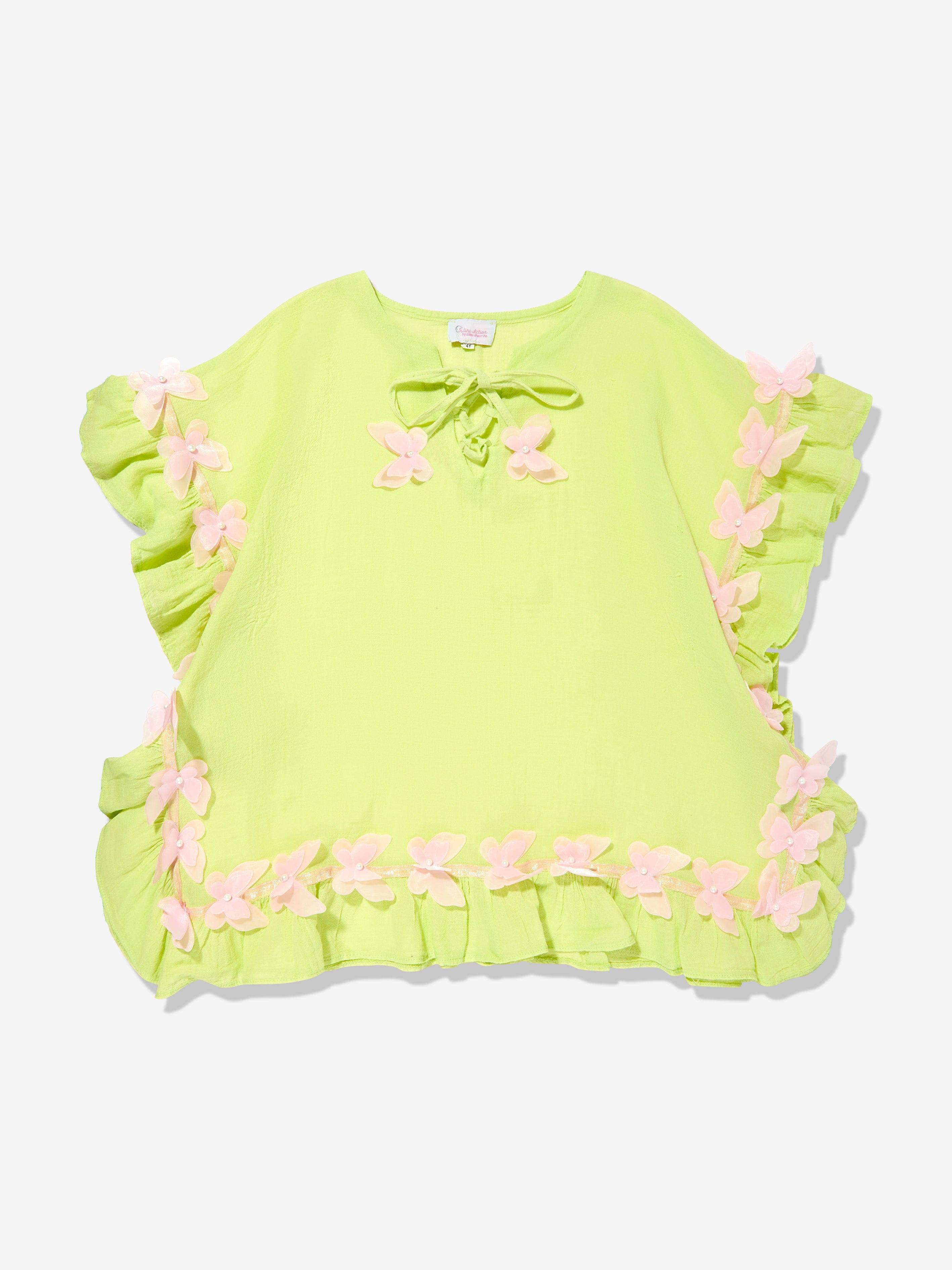 Selini Action Girls Butterflies Kaftan in Green - Green / 8 Yrs (8 Yrs)