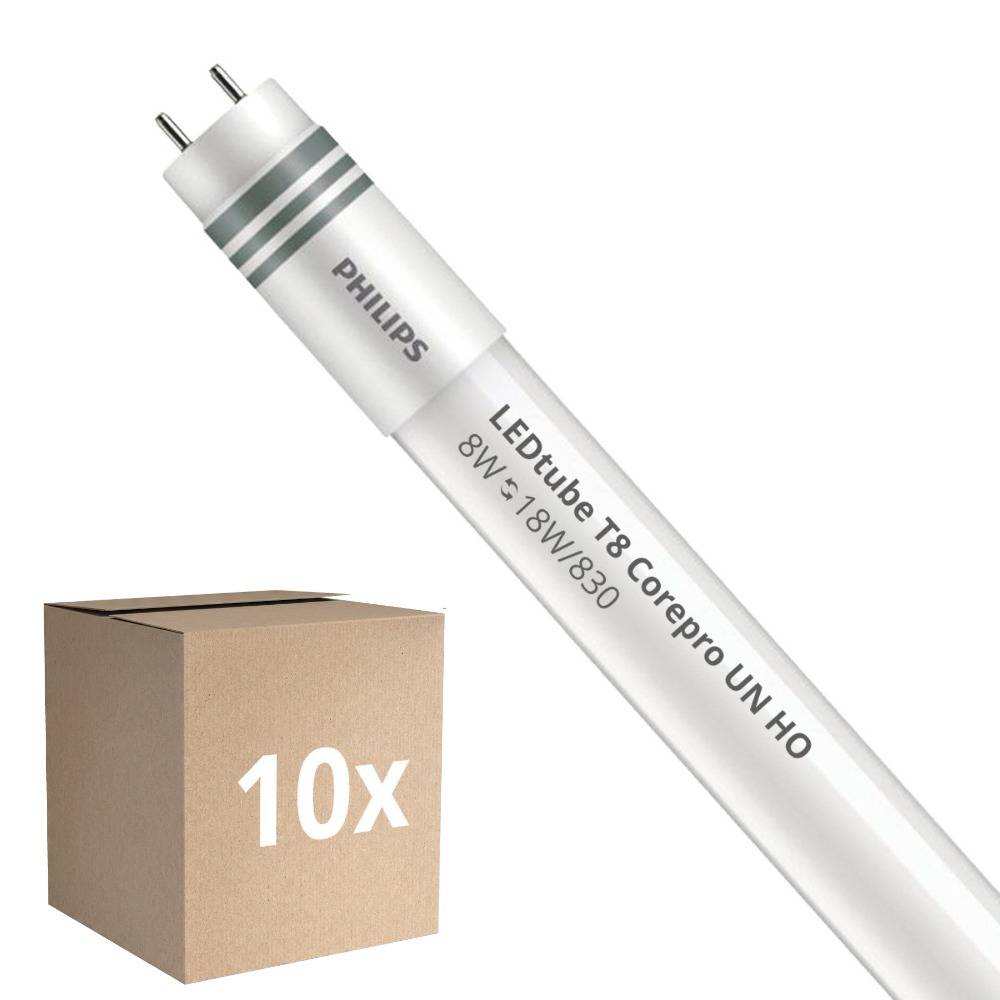 Multipack 10x Philips LED Lysrør T8 CorePro (UN) High Output 8W 850lm - 830 varm hvid | 60cm - erstatter 18W