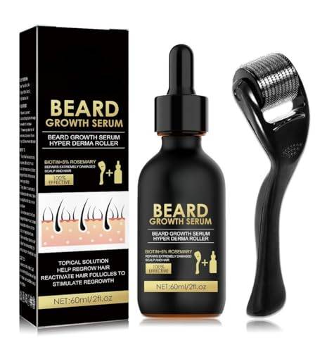 Skäggtillväxtsats – med skägg derma rulle för tillväxt och naturliga ingredienser skäggtillväxt serum skägg grooming kit för män – skägg kit för skägg snabb tillväxt och förtjockning – gåvor för män