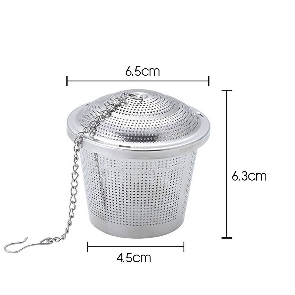 Teinfuser återanvändbar rostfritt stål mesh teboll tesil filter intervall diffusor infuser för lösa blad te 5 storlek - M