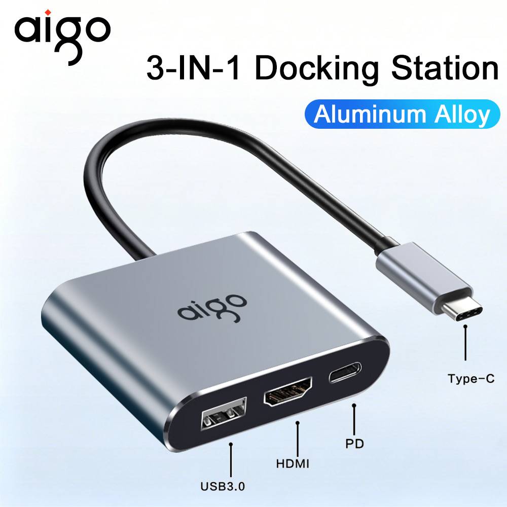 Aigo USB C 3-IN-1 HUB Type-C to HDMI PD100W USB3.0 Docking Station Adapter Splitter Converter For Phone Computer Fast Charge