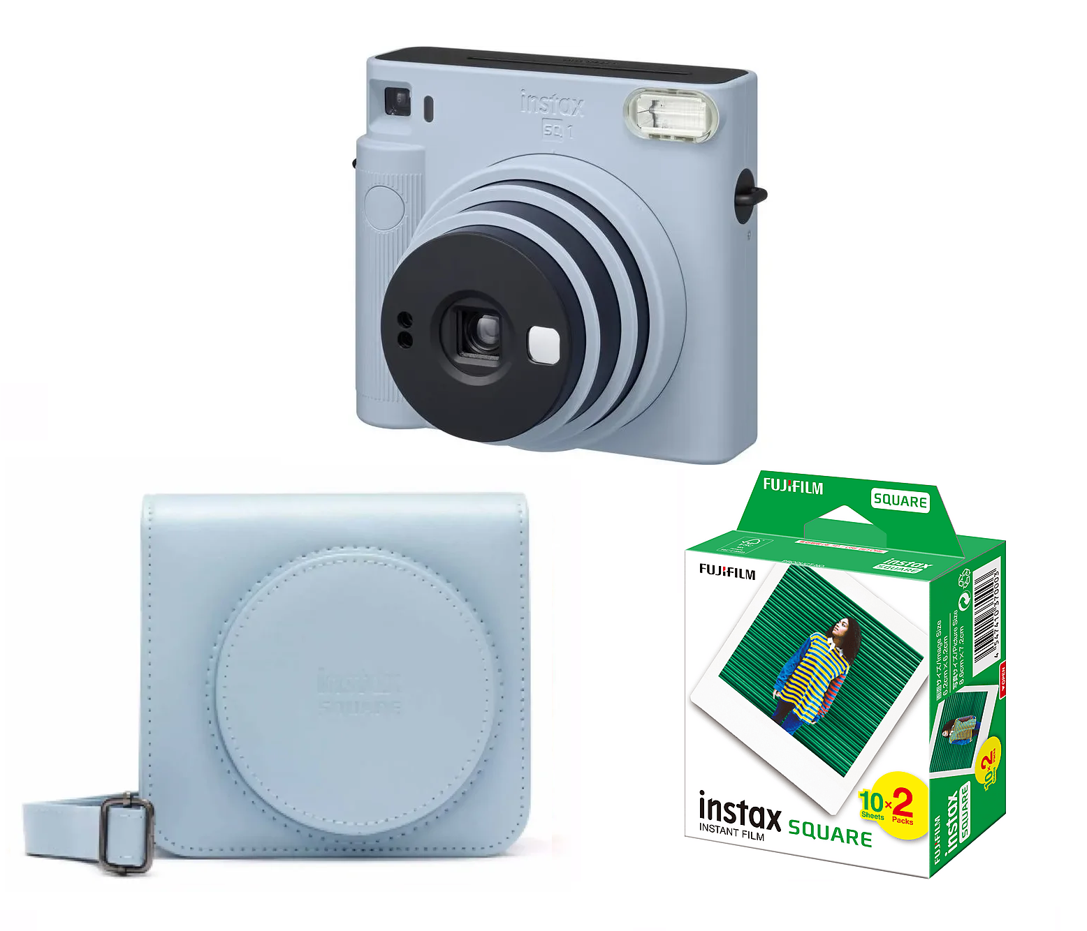 Fuji - Instax SQUARE SQ1 Instant Camera + Case And Film - Bundle - Fri fragt og klar til levering - Prismatch - Blue Camera, Blue Case