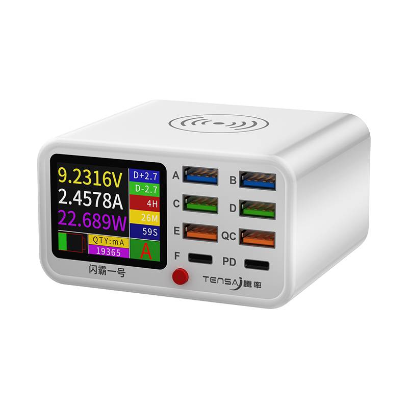 ILEPO 8 Ports Multi USB Socket Charger PD3.0 QC3.0 Fast Charging Phone Charger with LED Display for iPhone Android Samsung