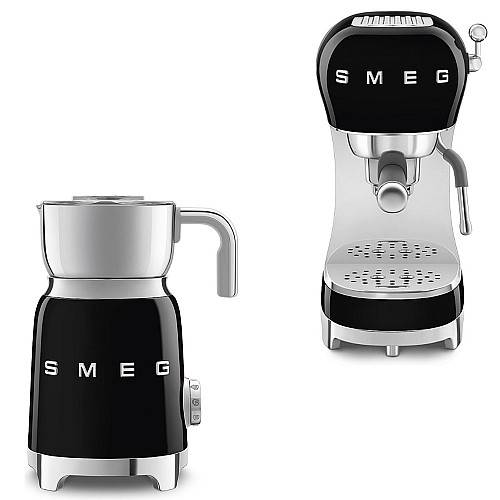 Smeg - Espresso & Mjölk - Svart högblank med 50's Style
