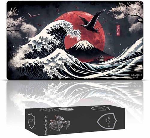 GuardMat - Waves of Tohoku - Magic Carts Matta - Magic The Gathering Spelmatta - Playmat Kompatibel med MTG, Lord of the Rings, YuGiOh, Pokemon, TCG - Bordsspelmatta, Bordado